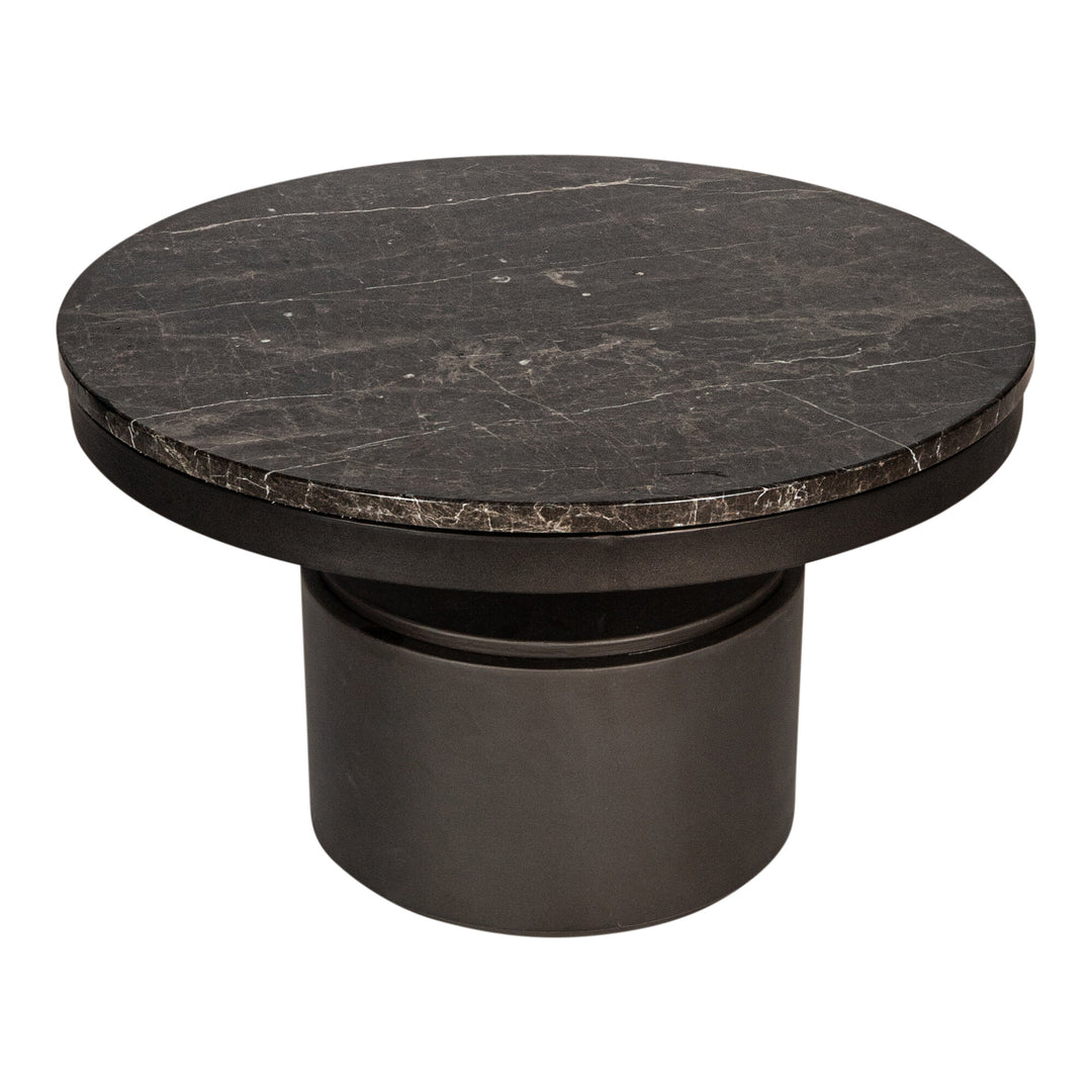 Low coffee table brown marble dark brown base