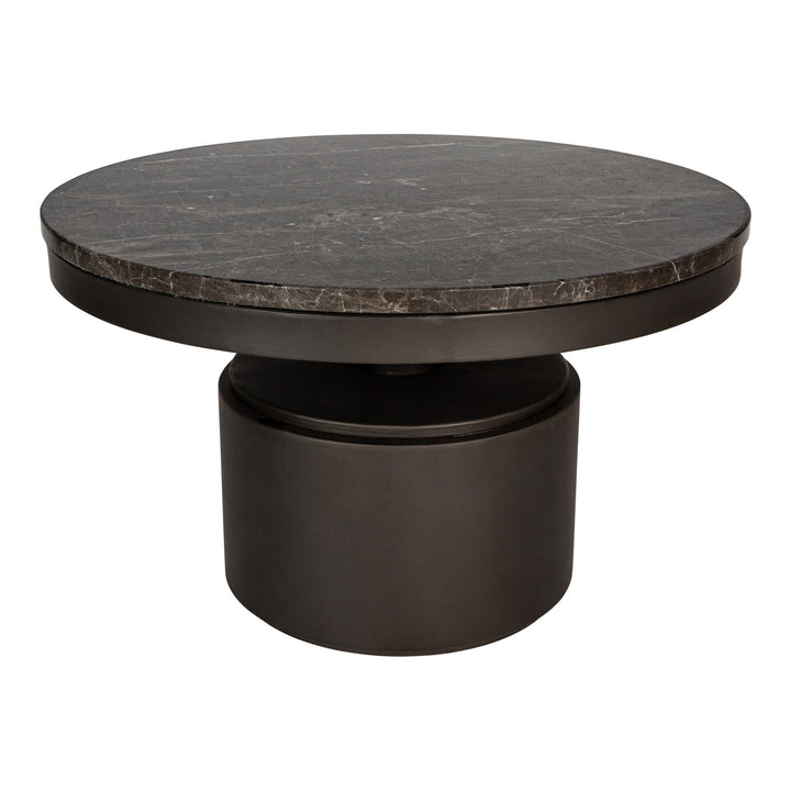 Low coffee table brown marble dark brown base