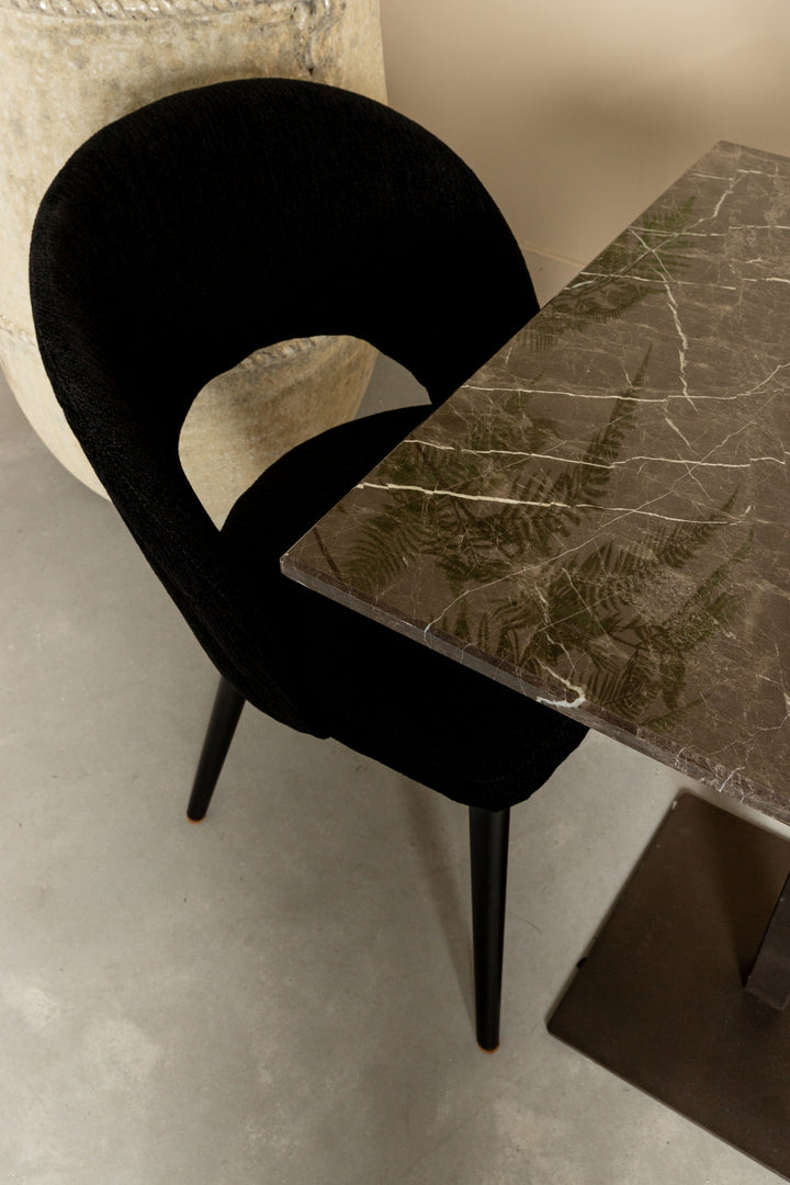 Plaza Bistro Table Square Brown Marble Taupe Base