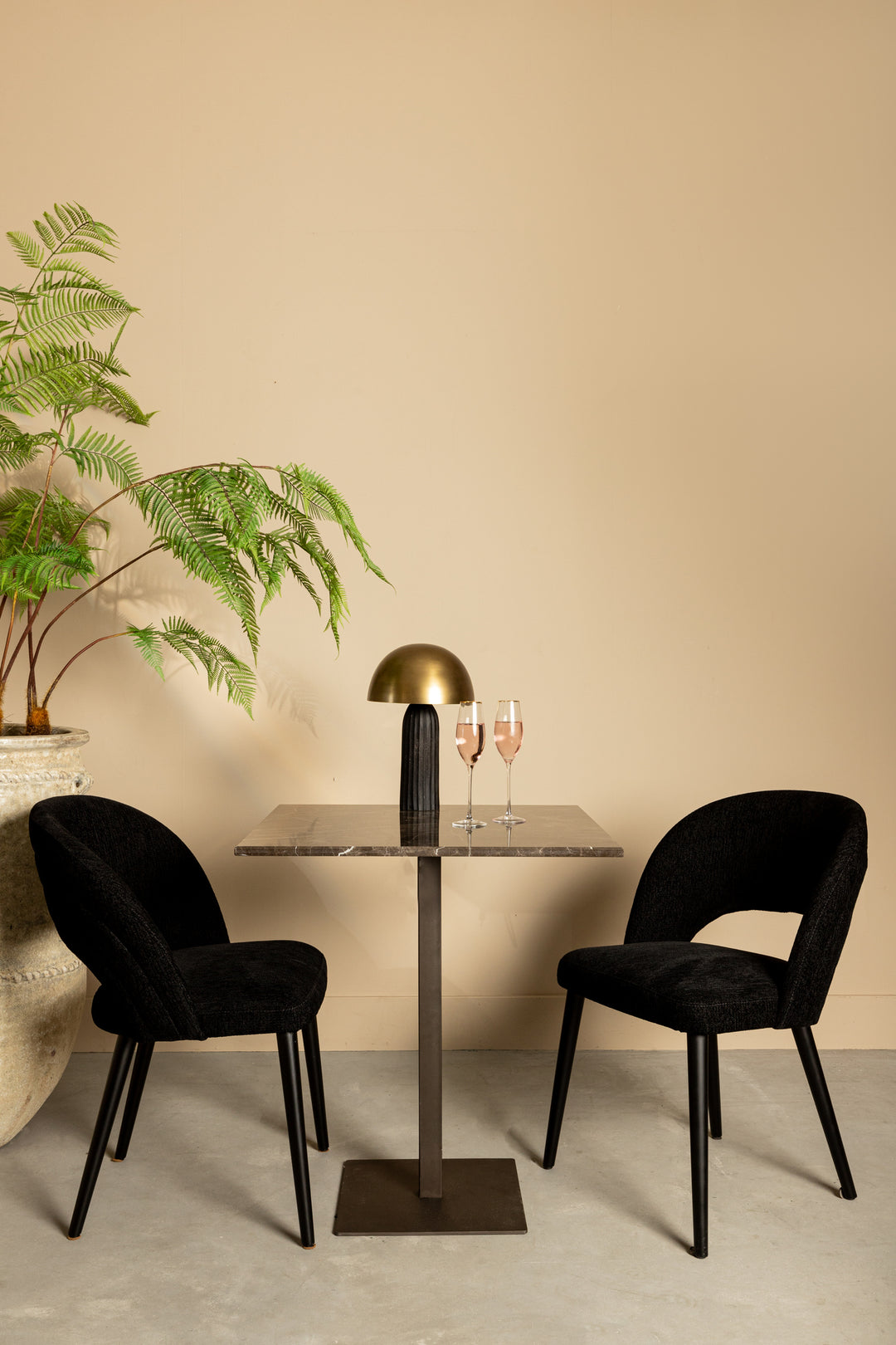 Plaza Bistro Table Square Brown Marble Taupe Base