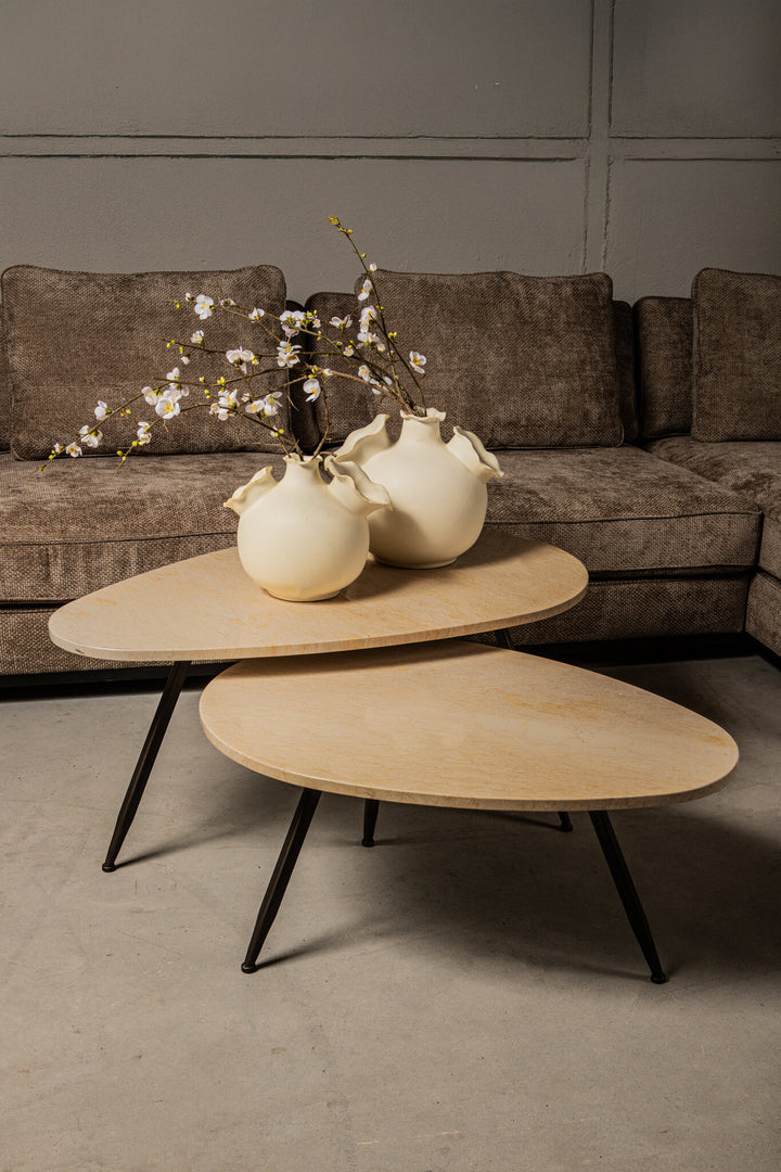 PTMD Veria Salontafel S/2 Beige Marmer