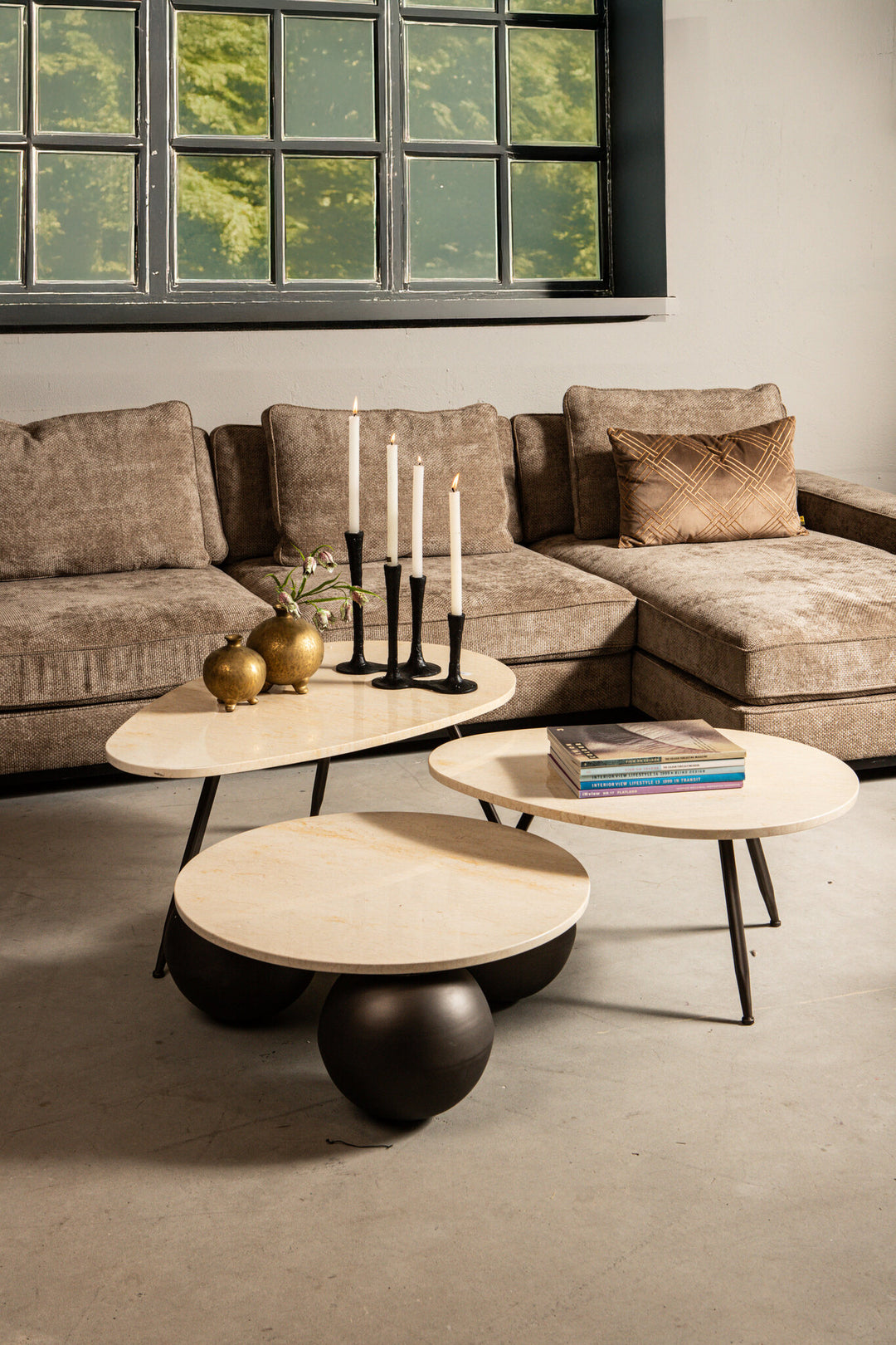PTMD Veria Salontafel S/2 Beige Marmer