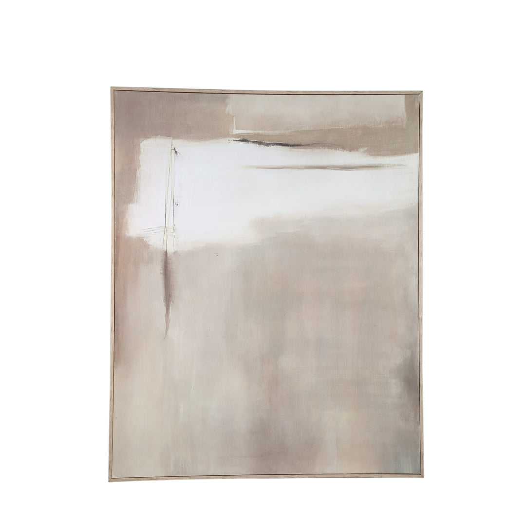 Olger beige abstract canvas wall panel framed A