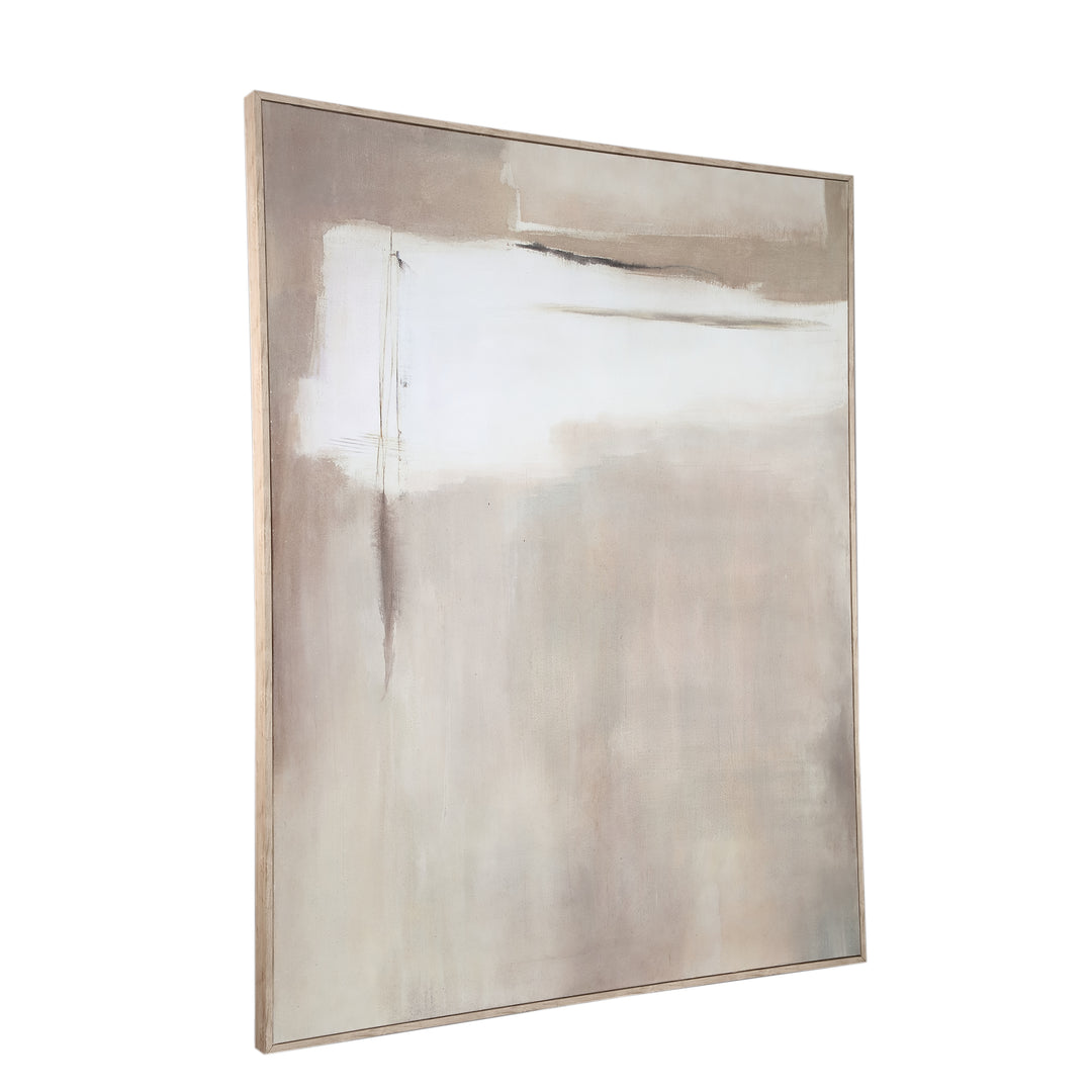 Olger beige abstract canvas wall panel framed A