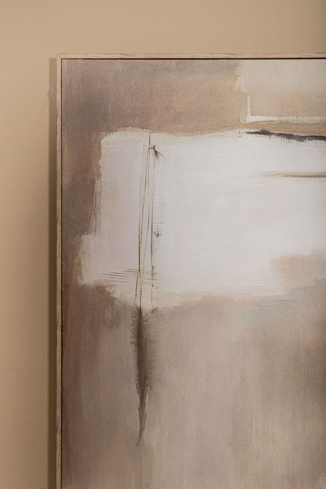 Olger beige abstract canvas wall panel framed A