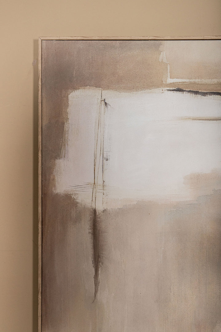 Olger beige abstract canvas wall panel framed A