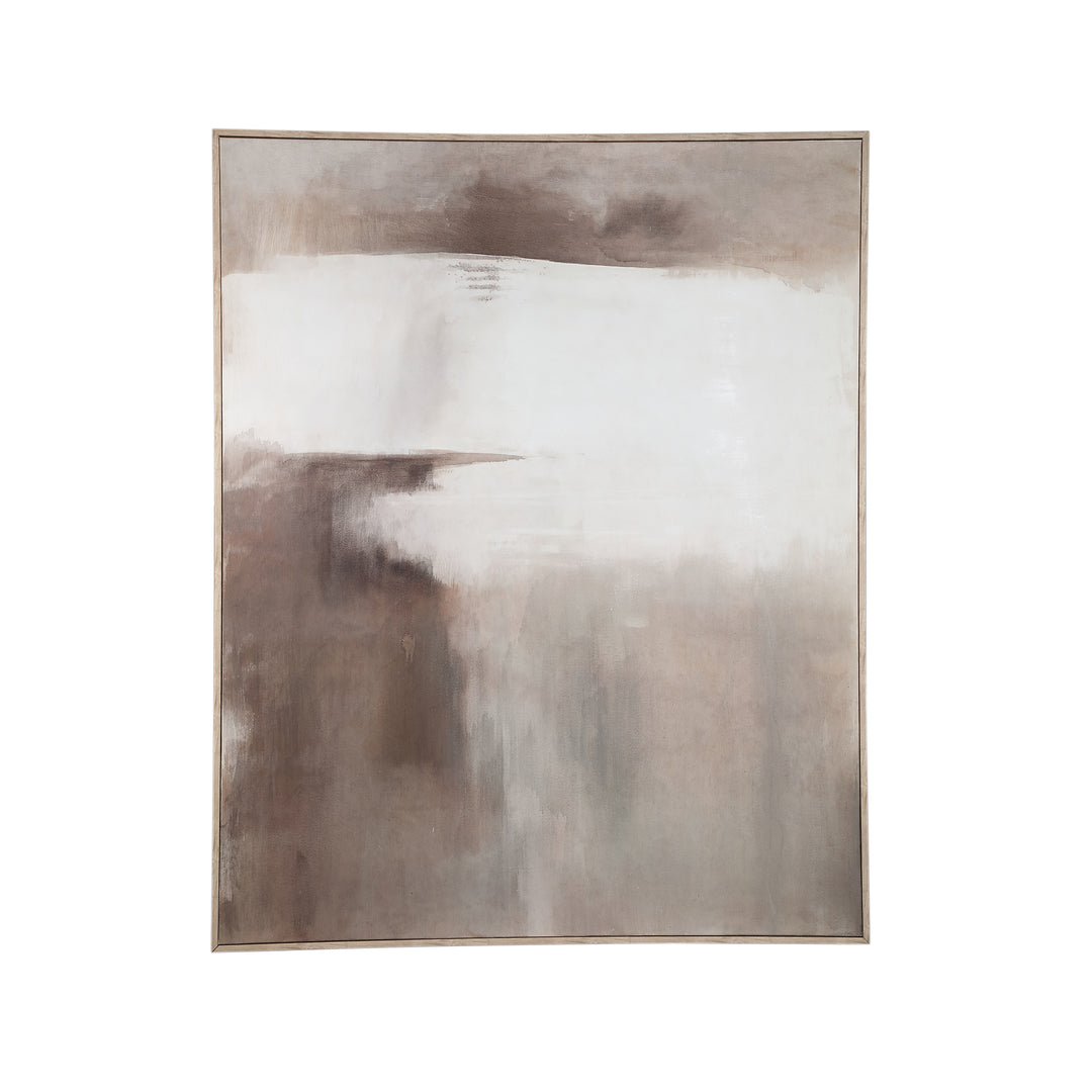 Olger beige abstract canvas wall panel framed B