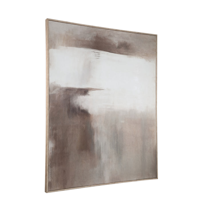 Olger beige abstract canvas wall panel framed B