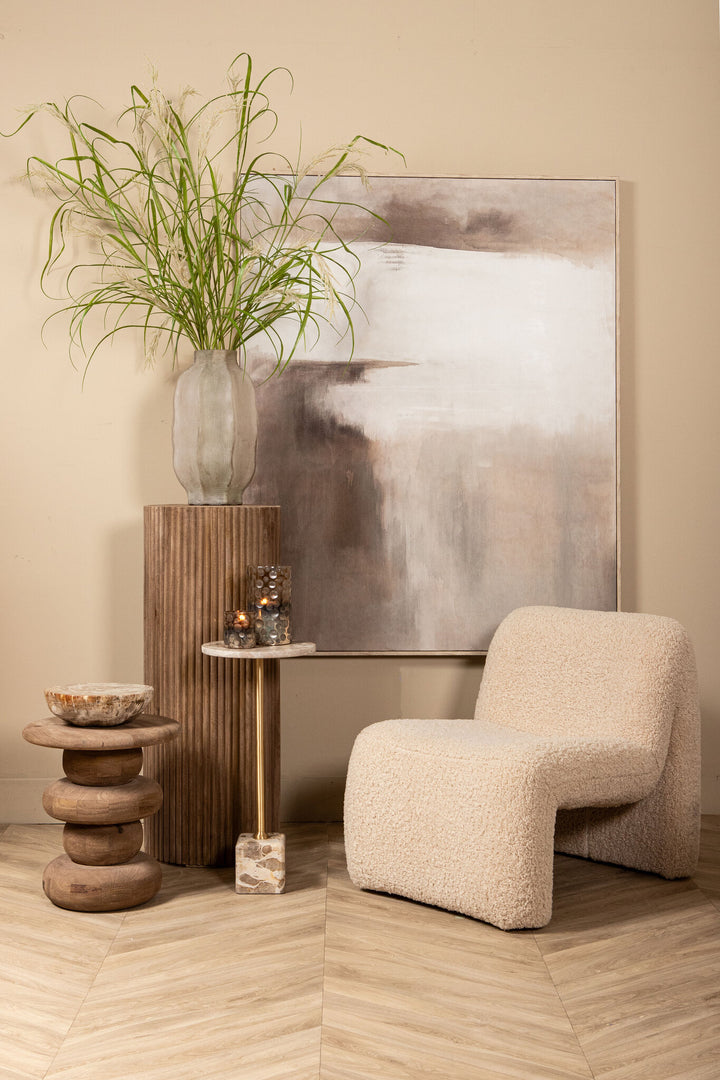 Olger beige abstract canvas wall panel framed B