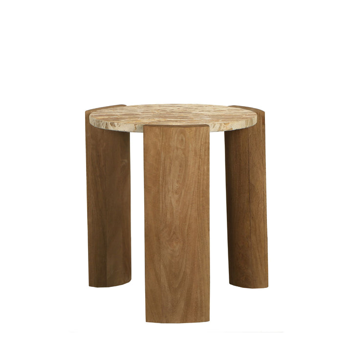 PTMD Javina Side Table Marble Mango Wood S