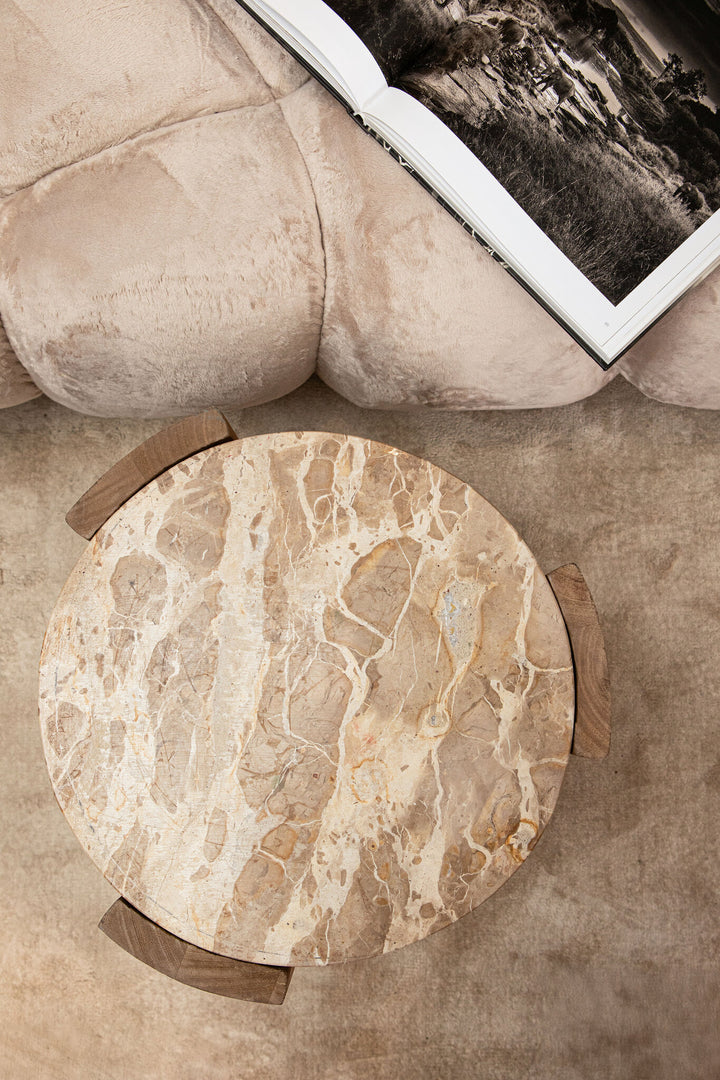 PTMD Javina Side Table Marble Mango Wood S