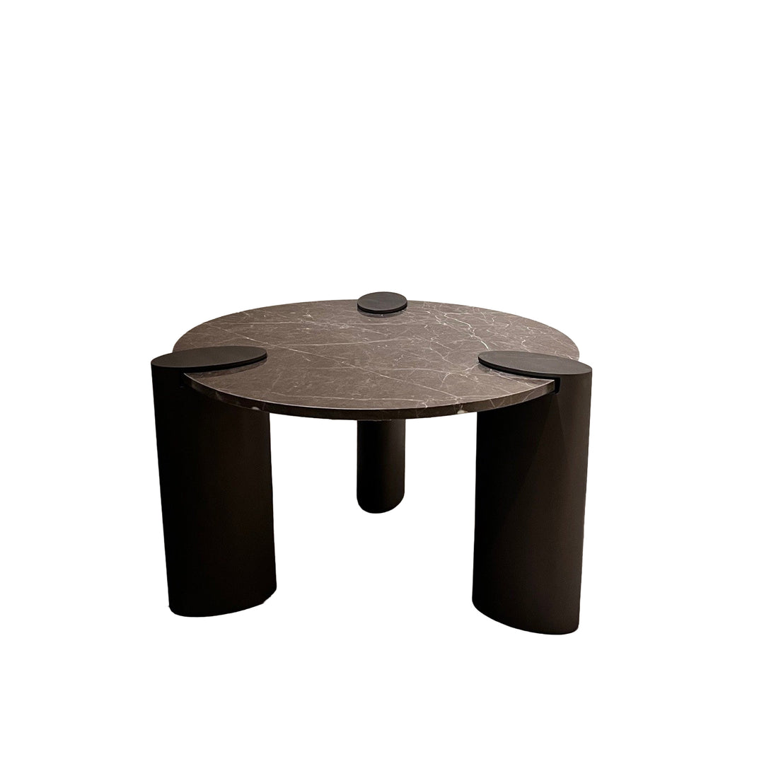 Ora hohe Couchtisch aus braunem Marmor und Metall