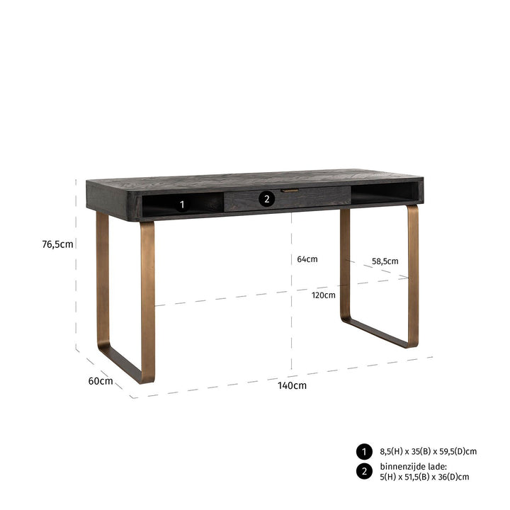 Schreibtisch Blackbone Messing schwarz rustikal