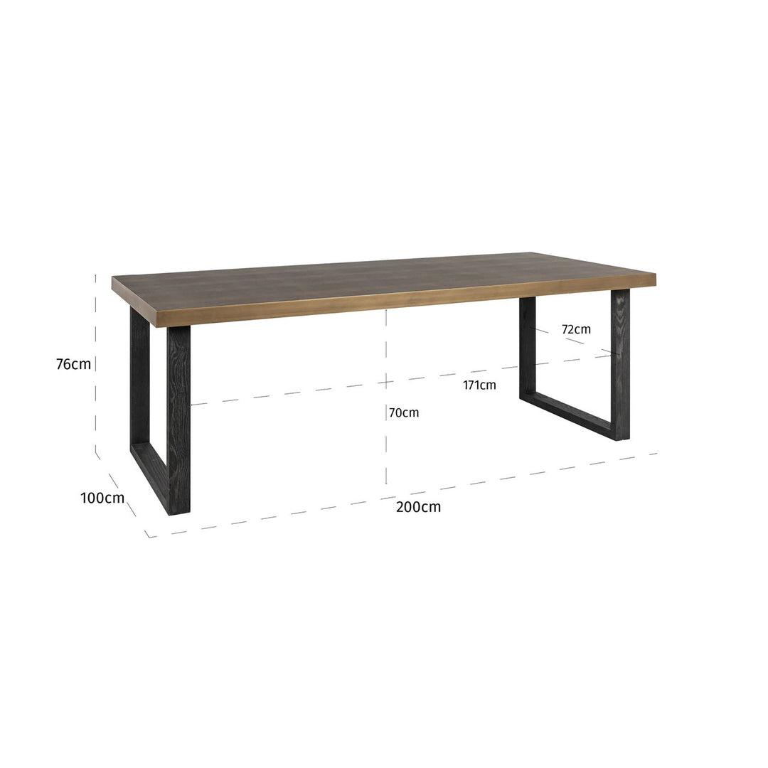 Eettafel Bloomville brass shagreen incl. glass top 200
