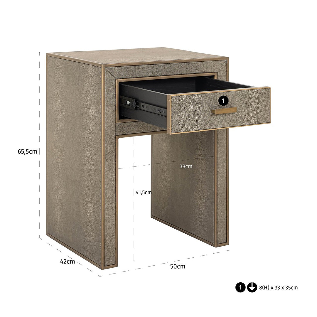 Bedside table Bloomville 1 drawer incl. glass (Brown)