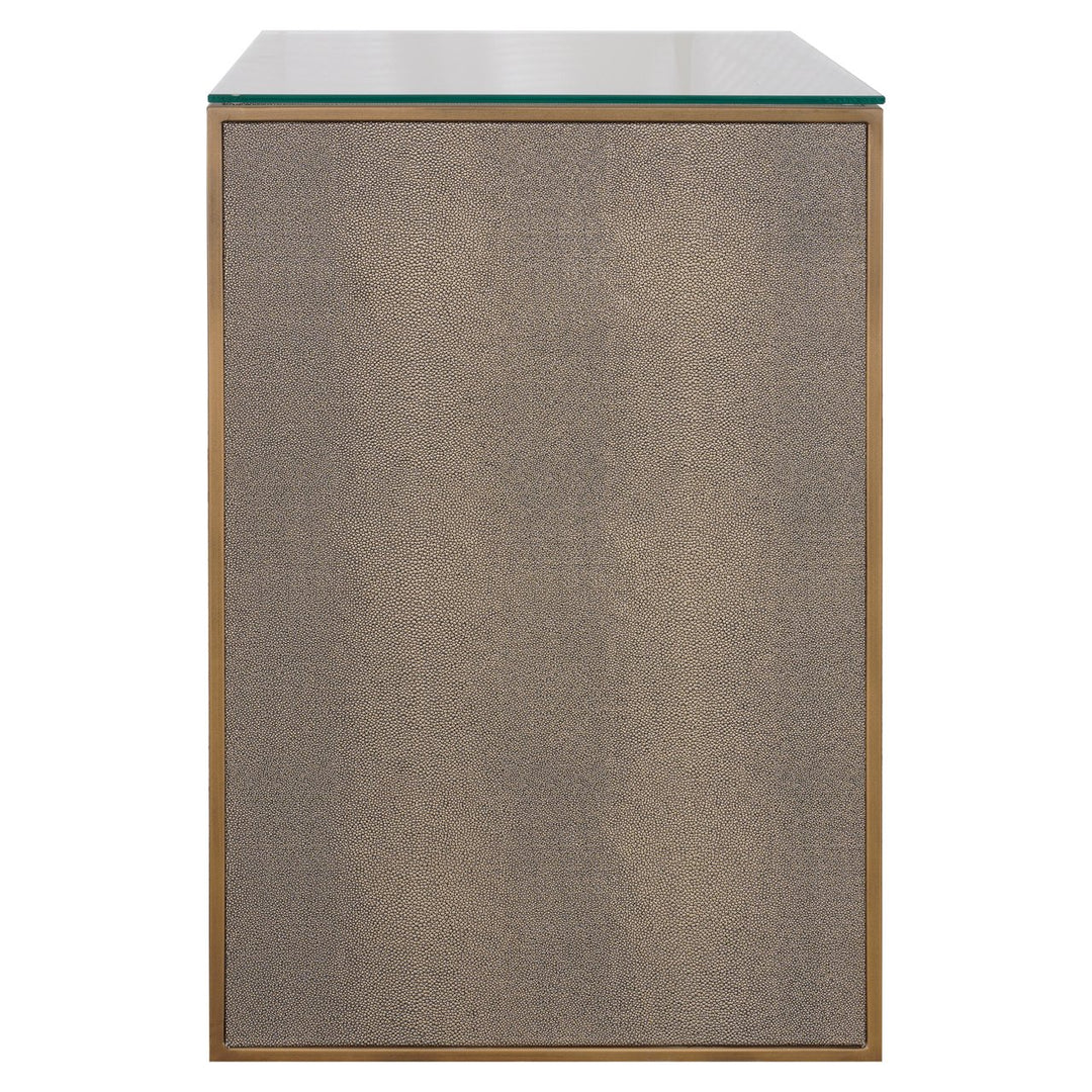 Nachtkastje Bloomville brass shagreen incl. glass top