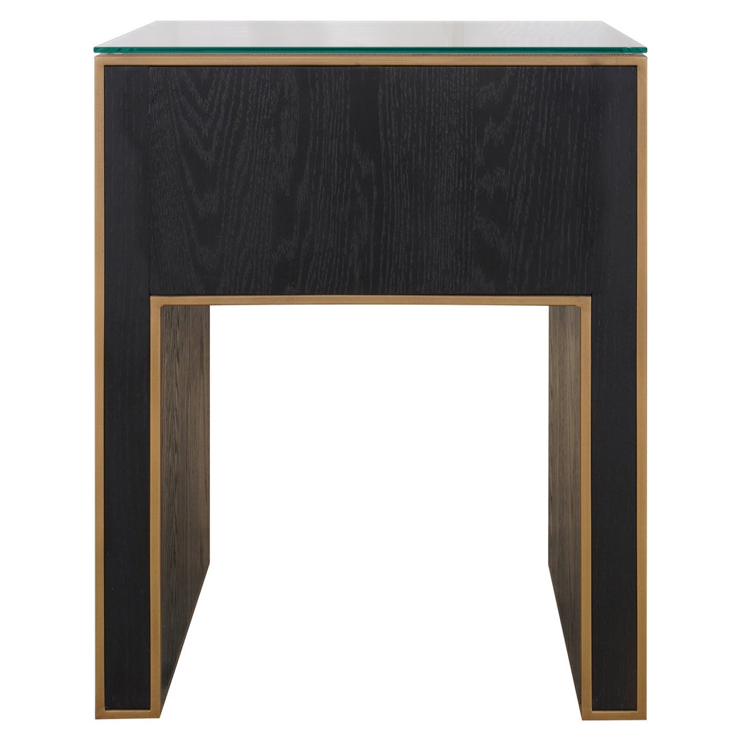 Nachtkastje Bloomville brass shagreen incl. glass top