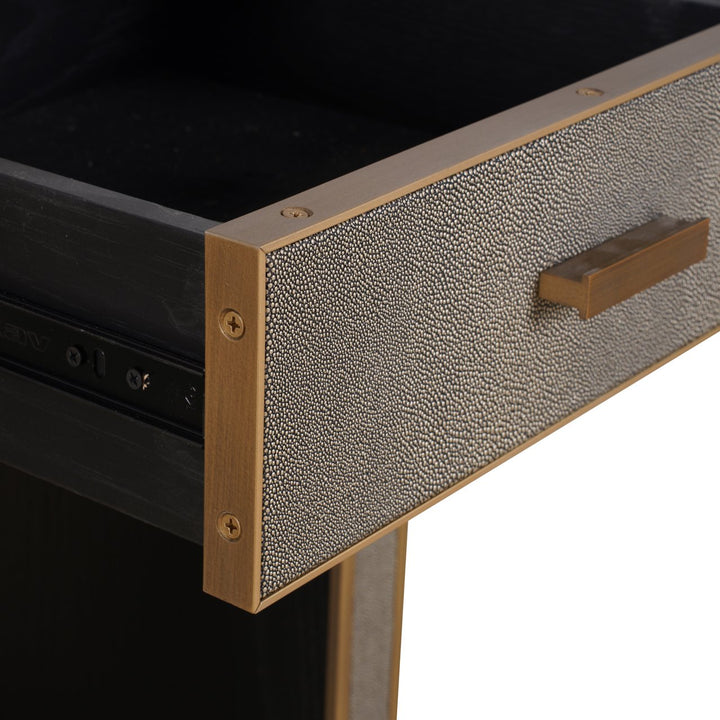 Nachtkastje Bloomville brass shagreen incl. glass top