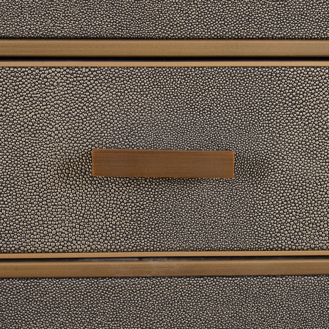 Nachtkastje Bloomville brass shagreen incl. glass top