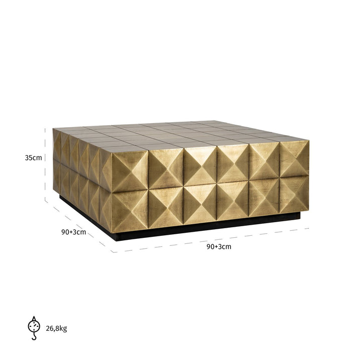 Salontafel Collada brushed gold incl. glass top