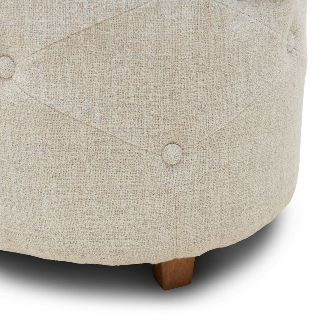 Bowery Footstool; Rich Tweed Antique White