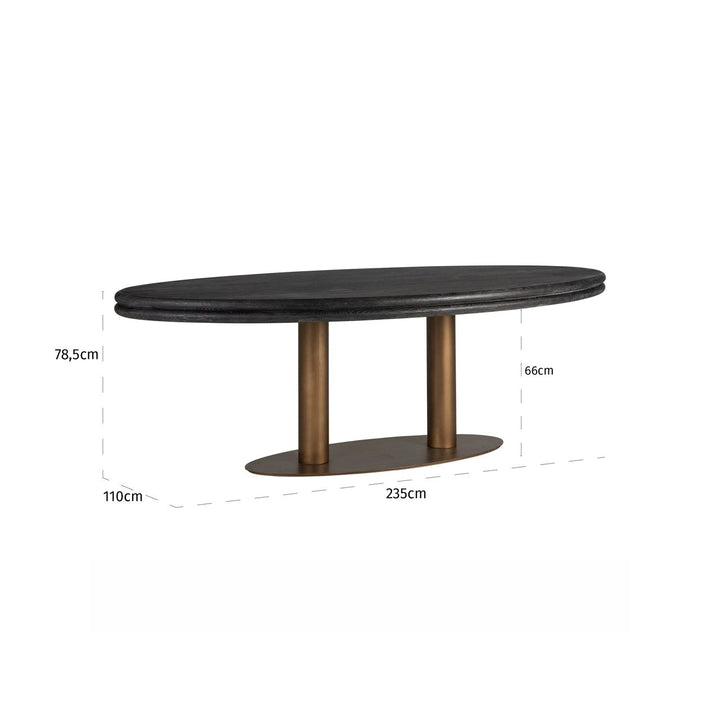 Eettafel Macaron black rustic oval 235