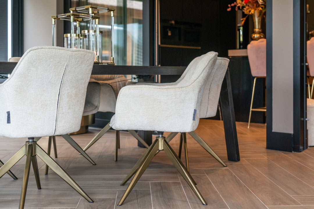 Dining room chair Aline FR white chenille swivel fire retardant