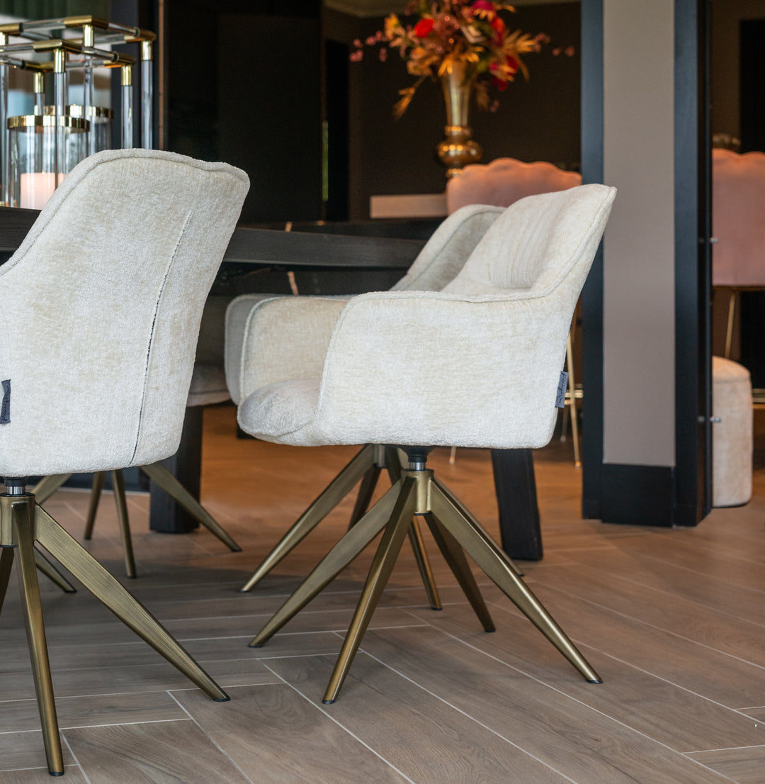 Dining room chair Aline FR white chenille swivel fire retardant