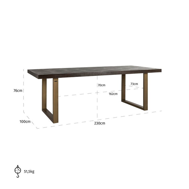 Dining table Luxor brown diamond 230