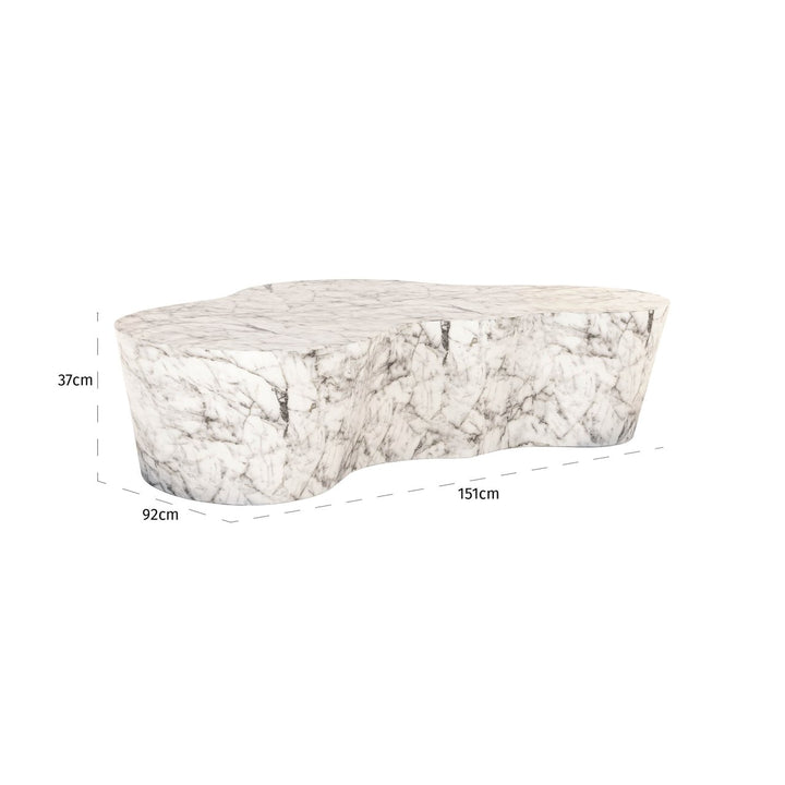 Buiten salontafel Rockyard white marble look
