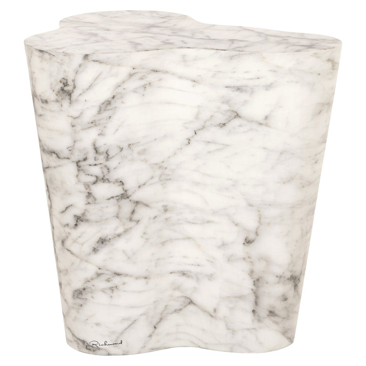 Outdoor side table Rockyard white marble look