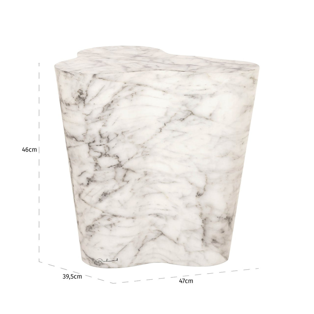 Outdoor side table Rockyard white marble look