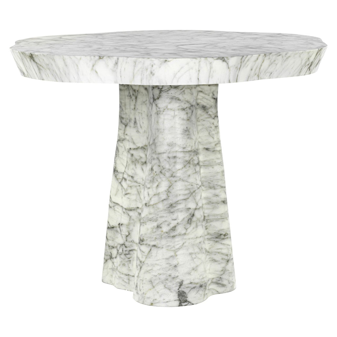Outdoor dining table Rockyard white marble look 140Ø