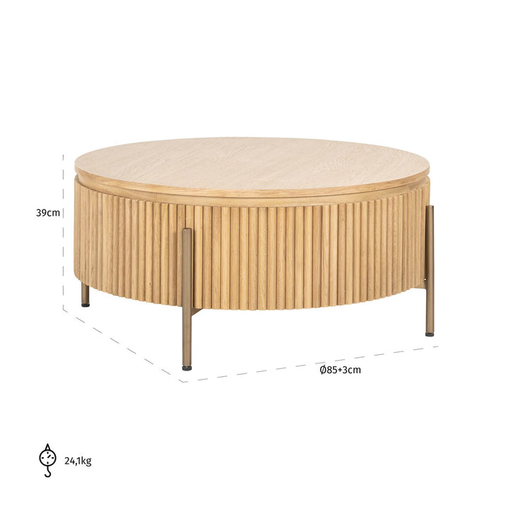 Belfort natural oak coffee table 85Ø