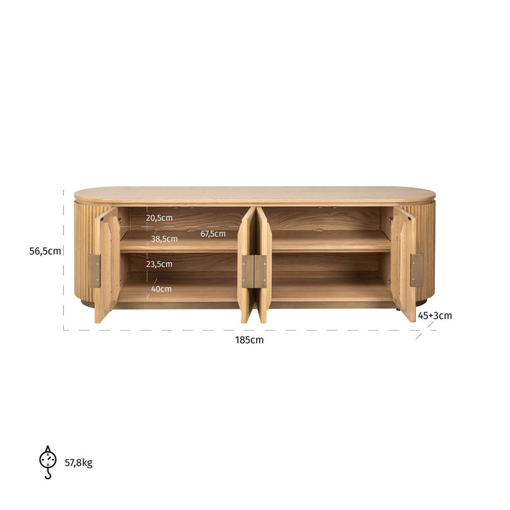 Belfort TV cabinet, natural oak