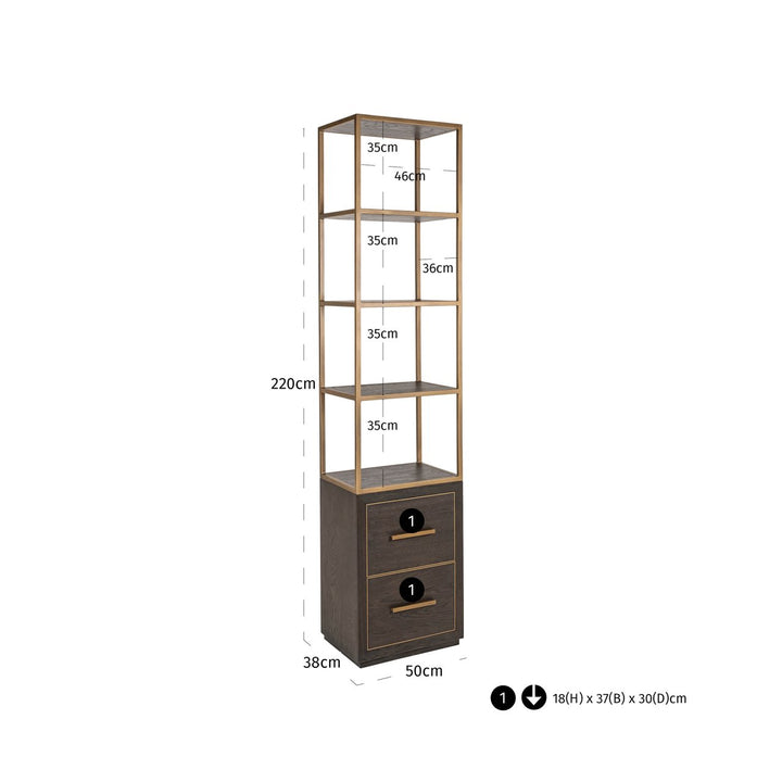 Carter brown small 2-drawer wall cabinet