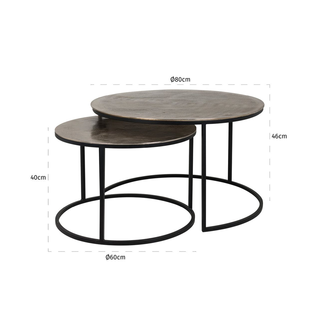 Asher champagne gold coffee table (Set of 2)