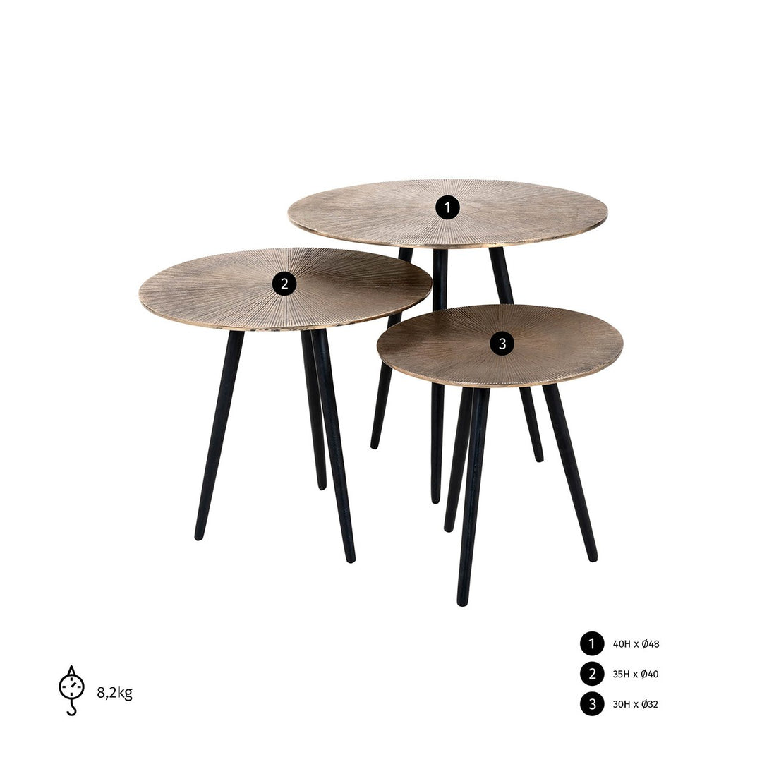 Couchtisch Vittorio Champagnergold (3er-Set)
