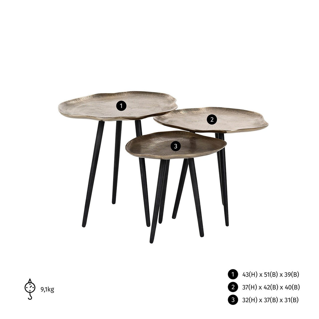 Volenta champagne gold coffee table (Set of 3)