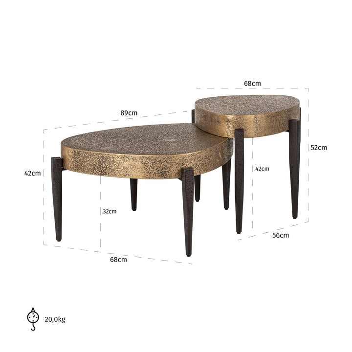 Marquee black/gold coffee table (Set of 2)