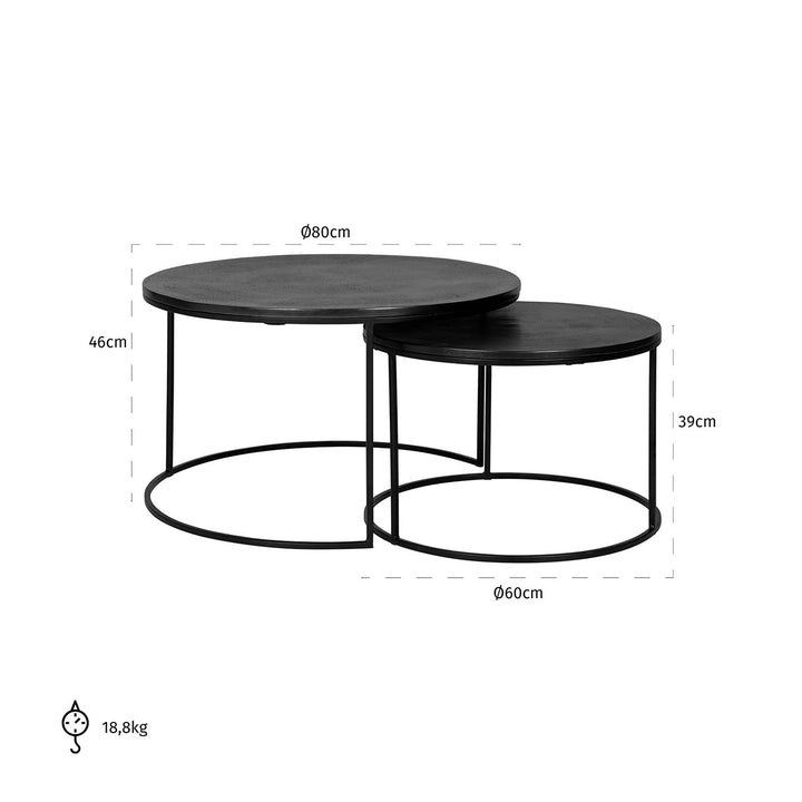 Kräftiger schwarzer Couchtisch (2er-Set)