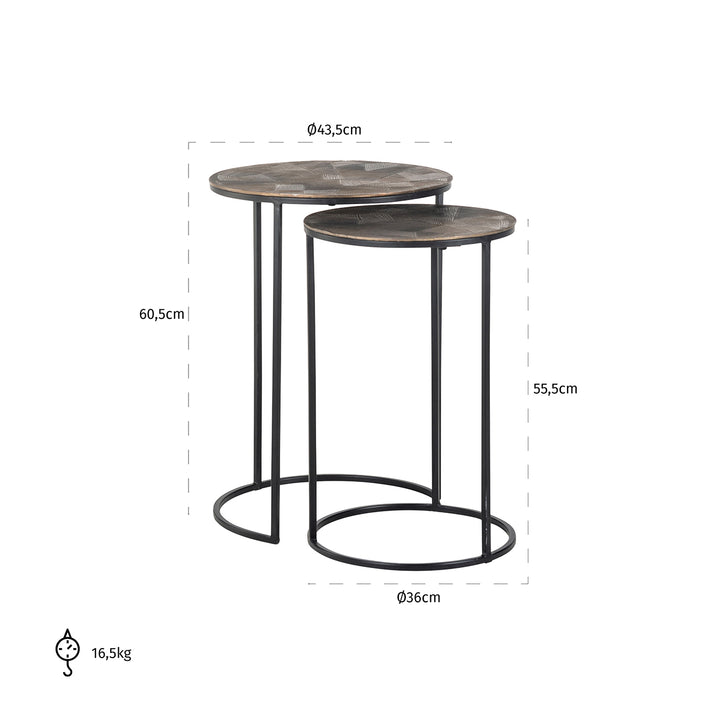 Side table Tulum set van 2 (Geborsteld Goud)