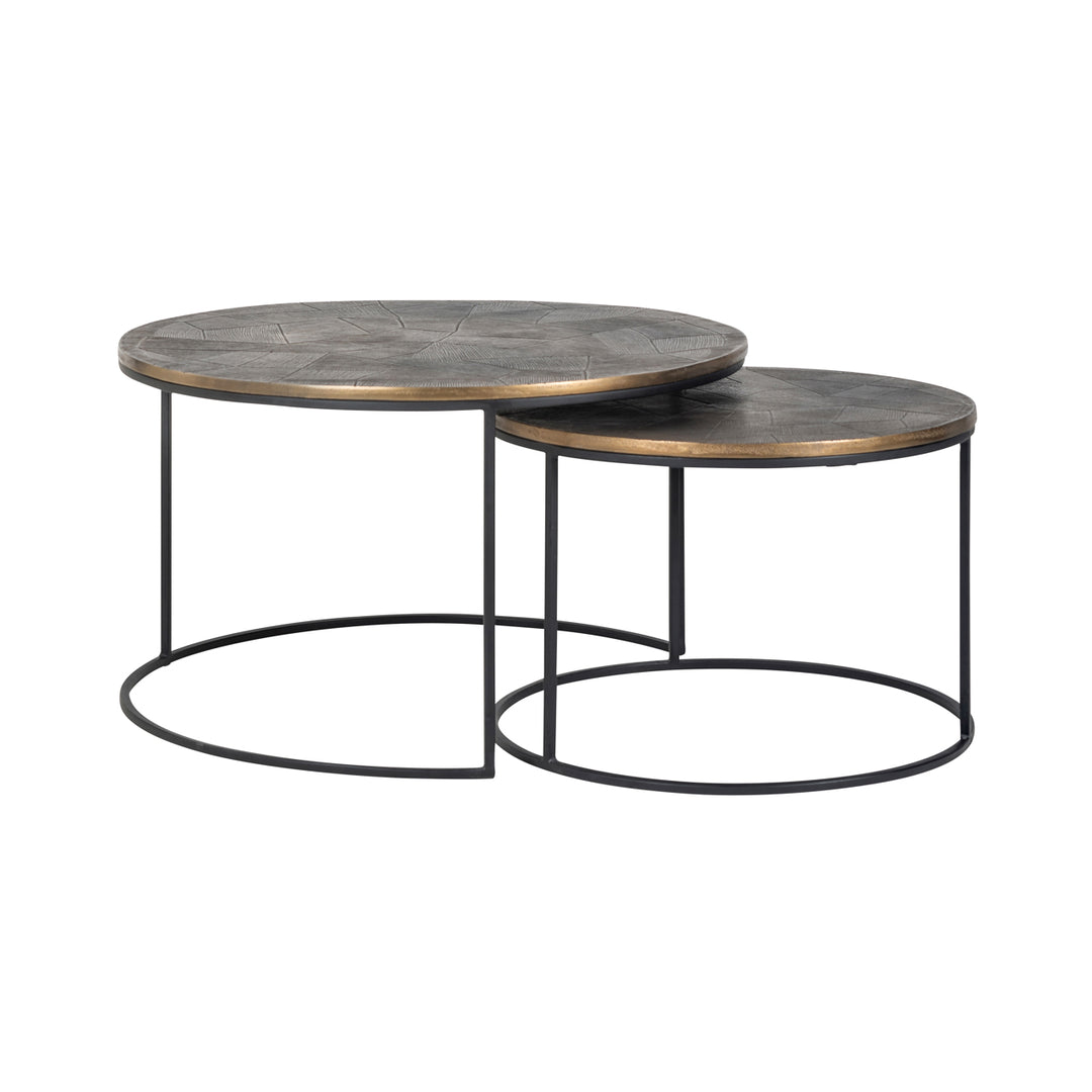 Richmond Salontafel Tulum - set van 2, geborsteld goudkleurig - setweergave | CéJor Wonen