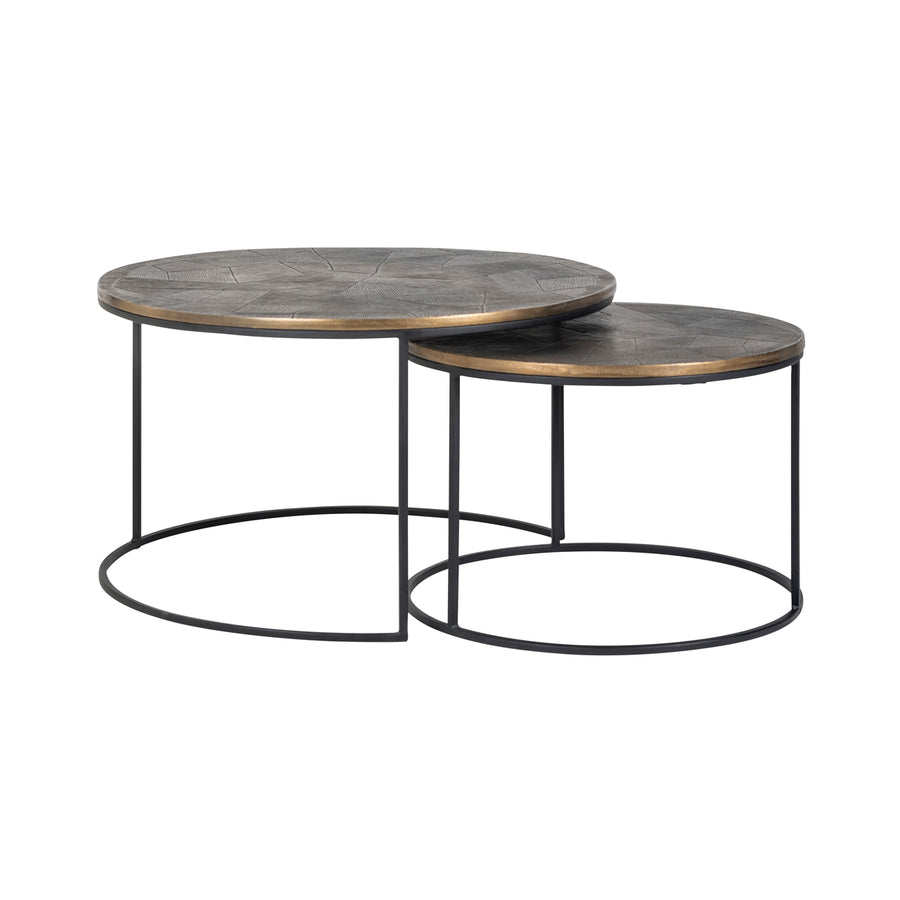 Richmond Salontafel Tulum - set van 2, geborsteld goudkleurig - setweergave | CéJor Wonen