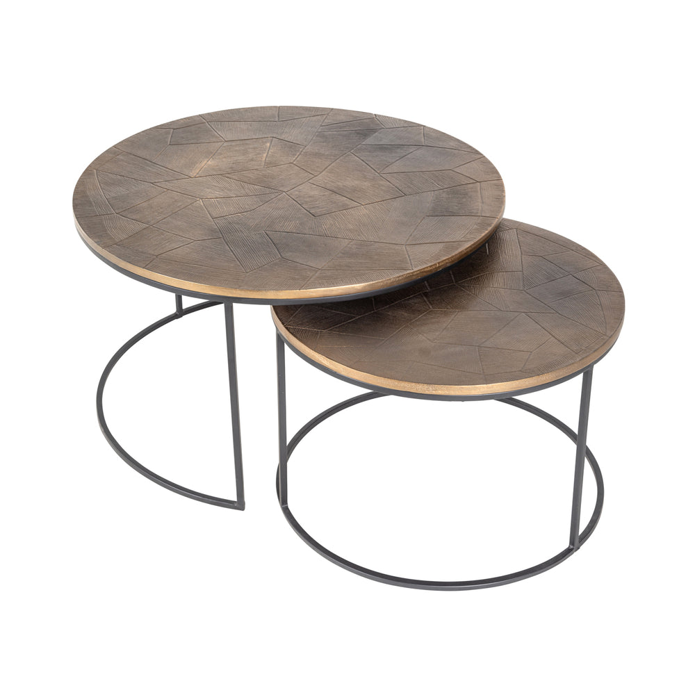 Richmond Salontafel Tulum - set van 2, geborsteld goudkleurig - setweergave | CéJor Wonen