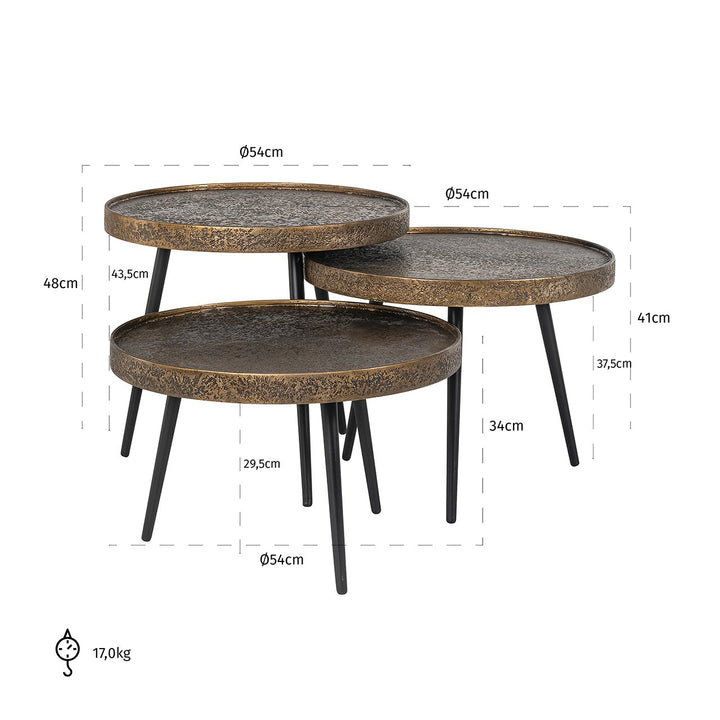 Salontafel Luton black/gold (Set of 3)