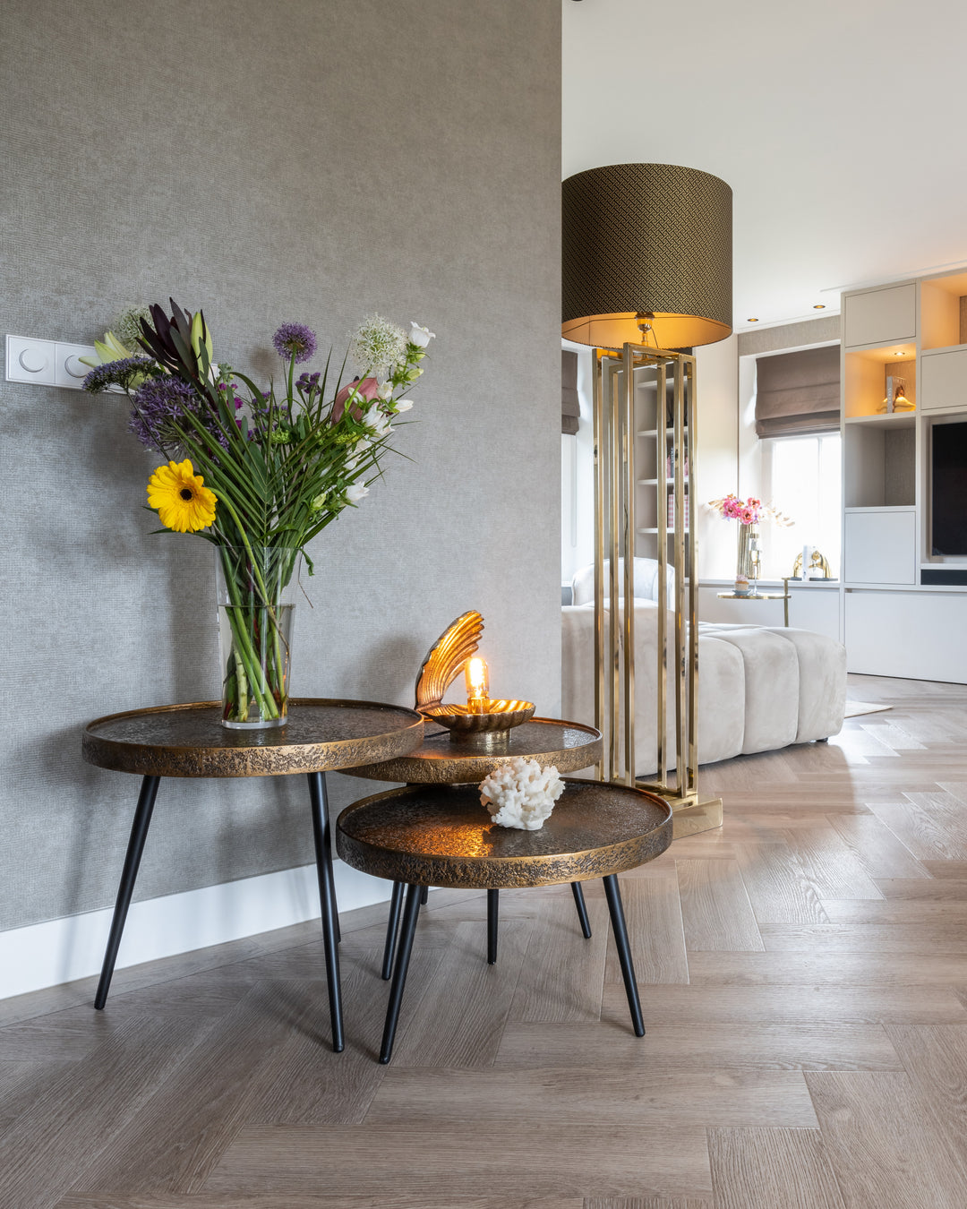 Salontafel Luton black/gold (Set of 3)