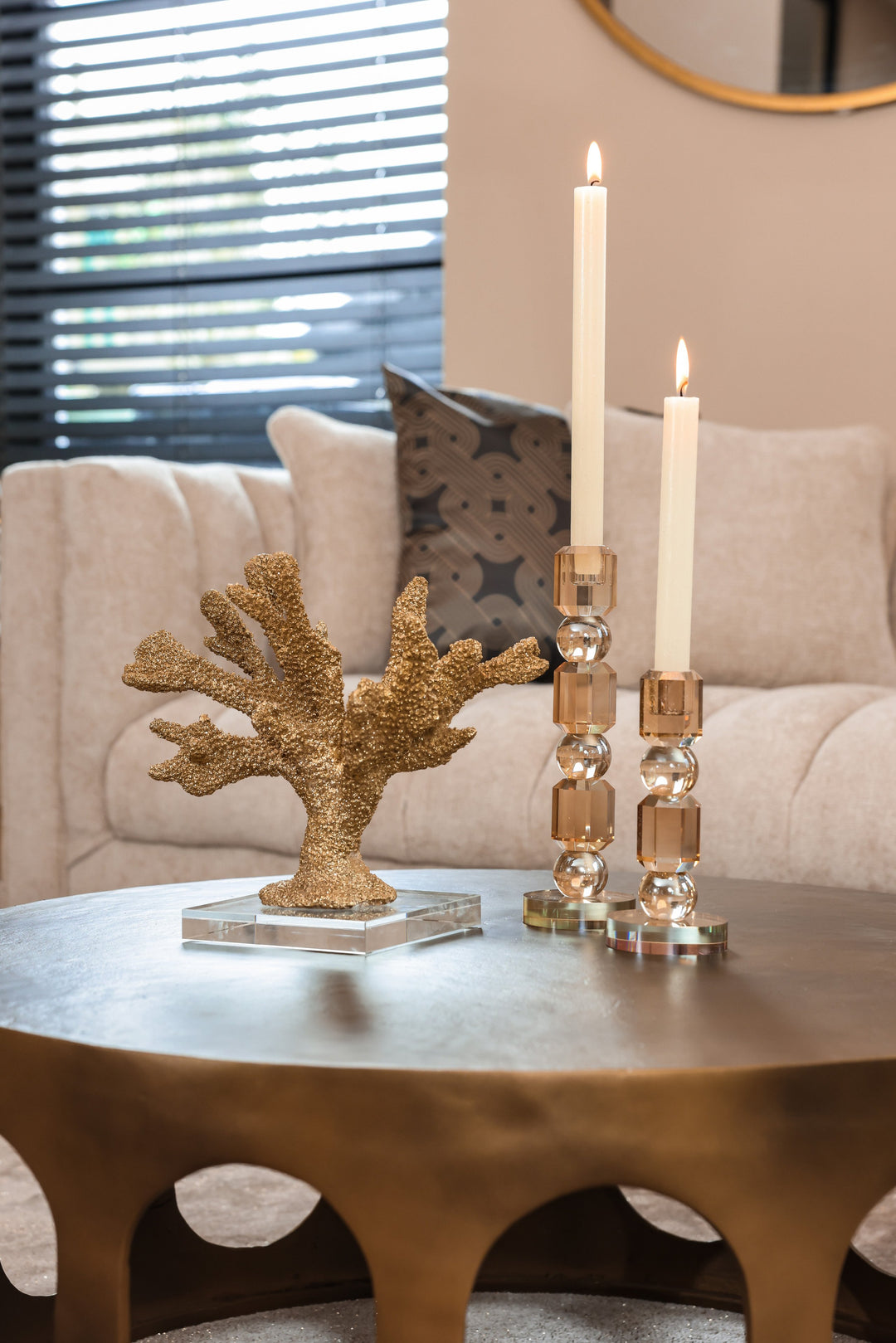 Du Pont brushed gold coffee table