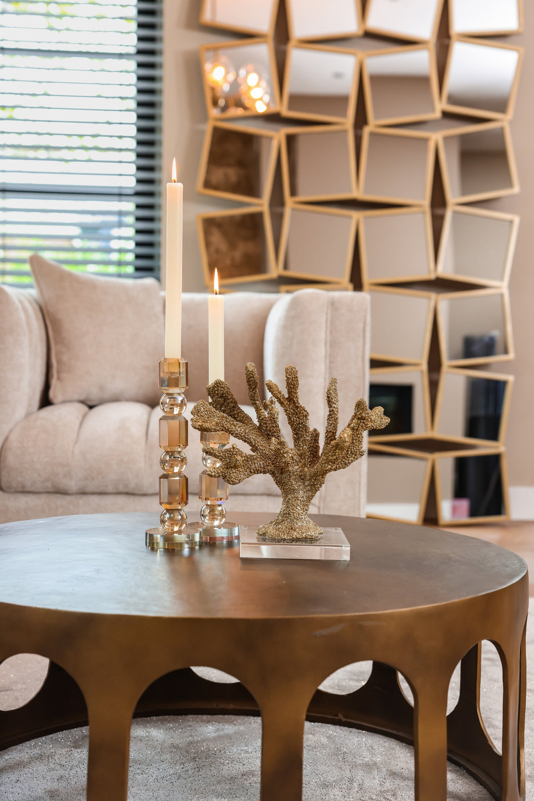 Du Pont brushed gold coffee table