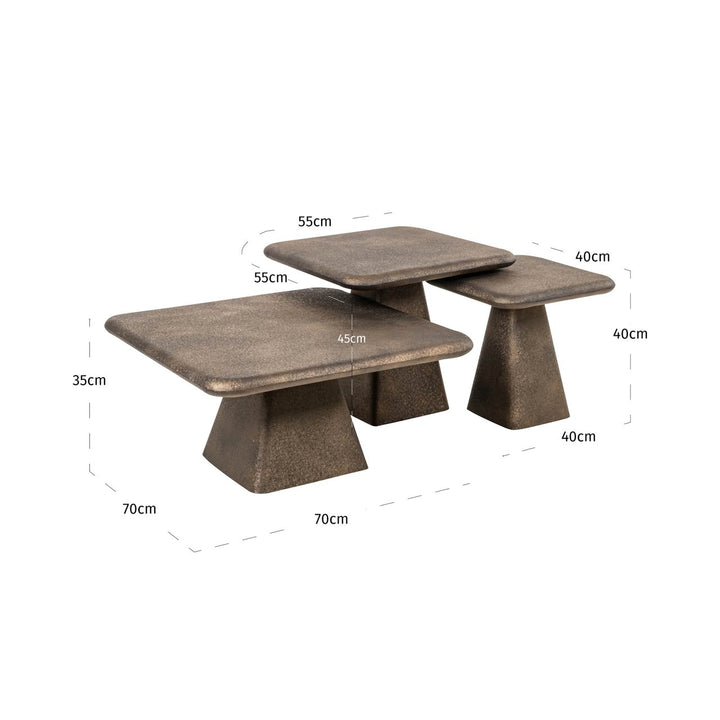 Marlie Gold-Couchtisch (3er-Set)